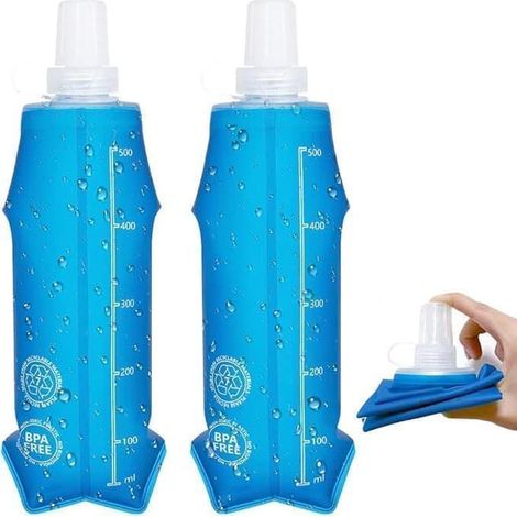 Lot de 2 gourdes souples de 500 ml, pour ceinture d'hydratation (1/5)