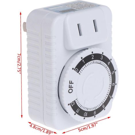 Minuterie programmable mécanique 12 heures en plastique, prise 220 V (1/4)