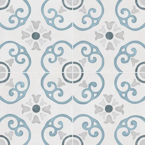 Carrelage effet Carreau ciment Nerelia Bleu 22,3x22,3x0,9 cm Ventoril - Sol et mur intérieur (vendu par carton de 0,65 m²) - RO'MA CARRELAGE