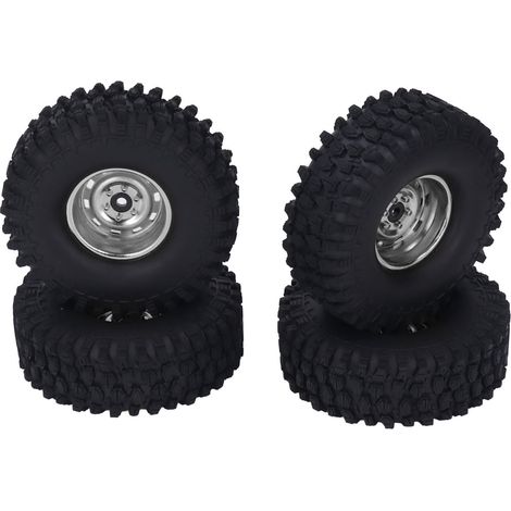Pneus RC gris (pièces) : bonne adhérence, amorti renforcé, haute résistance à l'usure. Compatibles SCX10 et Trx4 1/10. (1/5)