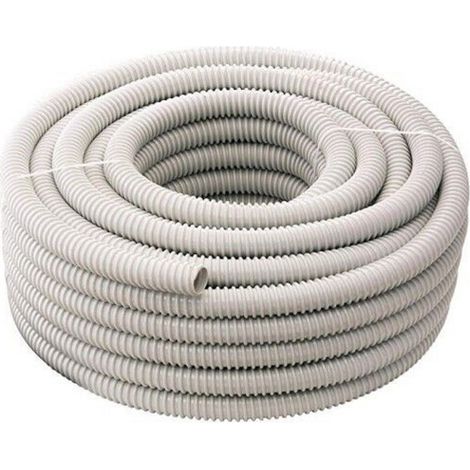 Rouleau de tuyau spirale d'évacuation des condensats pour climatiseurs 16x30m – PVC gris – Résistant aux UV – Pour installations extérieures – Dianflex