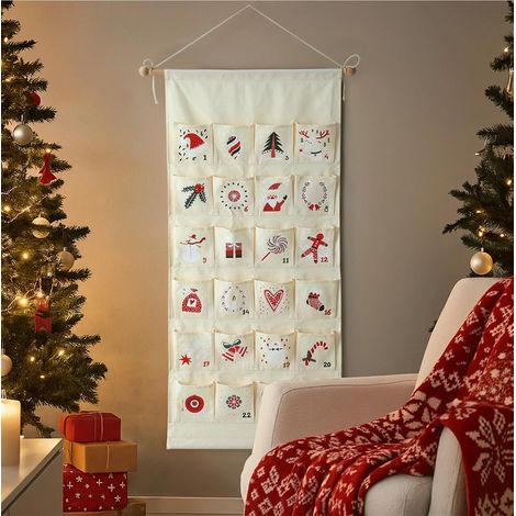 Weihnachten naht – Hängender Adventskalender aus Stoff – Aufbewahrungstasche für Weihnachten – Dekorativer Adventskalender