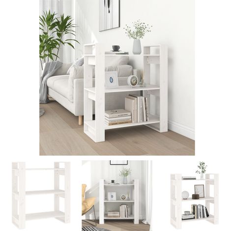 Massivholz - vidaXL Bücherregal/Raumteiler Weiß 80x35x91 cm Massivholz Kiefer - Weiß (1/5)