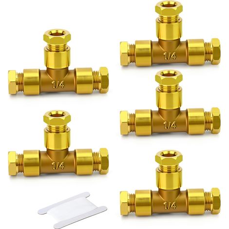 5 pièces Raccord té en laiton 8mm trois voies serrage interne connecteur tuyau pneumatique air eau industriel (1/5)