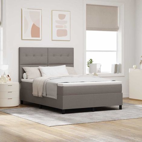 Boxspringbett mit Matratze mit LED Taupe 160 x 200 cm Stoff