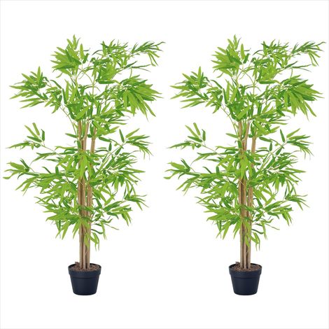 Plante artificielle bambou 1,5 m lot de 2 avec pot intérieur PE (1/5)
