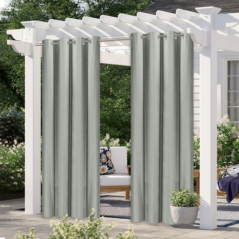 Rideaux d'extérieur pour pergola, rideaux occultants pour patio, décoration extérieure imperméable avec œillets antirouille pour pergola/véranda (2 panneaux, 132 cm L x 160 cm H) (1/2)