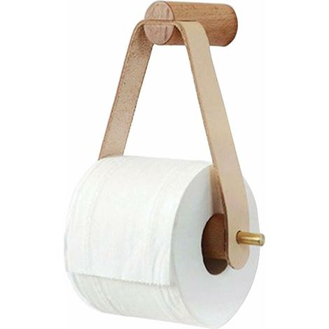 Toilet Roll Holder, Country Style Wooden Towel Rack Wall Mounted Toilet Paper Holder, Multi-Function Toilet Roll Stand for Bathroom and Kitchen(White) (1/5)