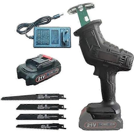 Scie alternative électrique sans fil 21 V, lame à changement rapide, batterie Li-ion rechargeable, pour la coupe du métal, du bois et du PVC. Outils électriques pour la découpe. (1/5)
