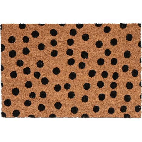 Alfombrilla antideslizante interior exterior diseño de lunares 75 x 45 cm de fibra de coco marrón 130015603 (1/4)