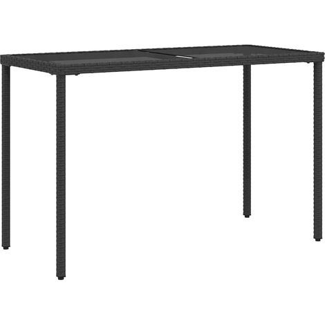 Gartentisch mit Glasplatte Schwarz 115x54x74 cm Poly Rattan vidaXL