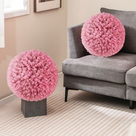 2 Boules Topiaires Artificielles 44 cm Résistantes aux UV Plantes de Faux en Boules 7 Couches de Feuilles Sphère de Jardin (1/3)