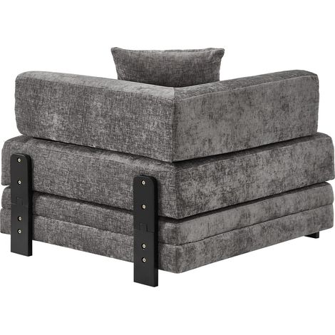 Canapé pliant 2-en-1 avec fonction lit, port USB/Type C et rangement, canapé-lit compact avec accoudoirs pour petits espaces, chambre d'amis et mezzanine - Beige / gris foncé (1/5)