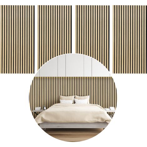 TolleTour Set di 1 pannelli acustici effetto legno in MDF Acustico - legno - feltro nero - 60 x 120 x 2,1 cm