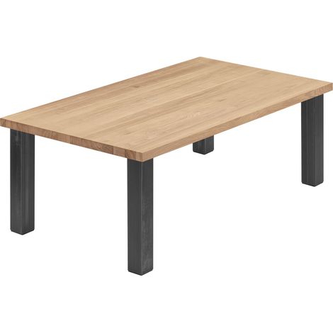 LAMO Manufaktur Esstisch Küchentisch, 120x80x47cm (AxBxH), Classic, Natur / Rohstahl mit Klarlack, LGW-01-A-002-0000Cl (1/5)
