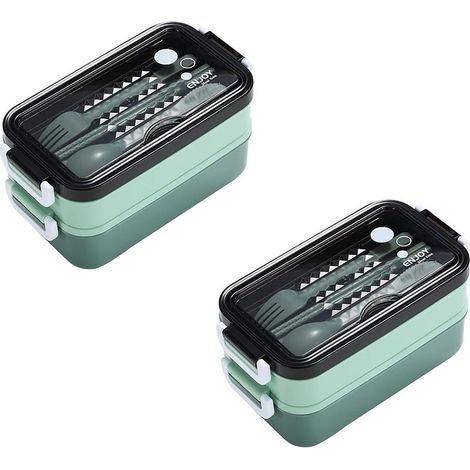 2 Botes à bento double couche (vert)-