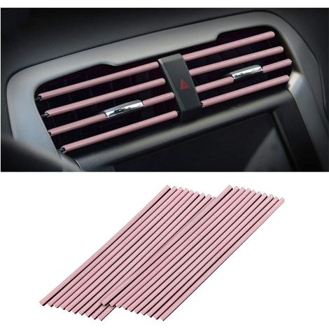 20 PCS Bande Décorative pour Climatiseur de Voiture, Accessoires intérieurs de voiture, Multicolore Bande décorative pour la plupart des bouches d'aération (Rose) (1/5)