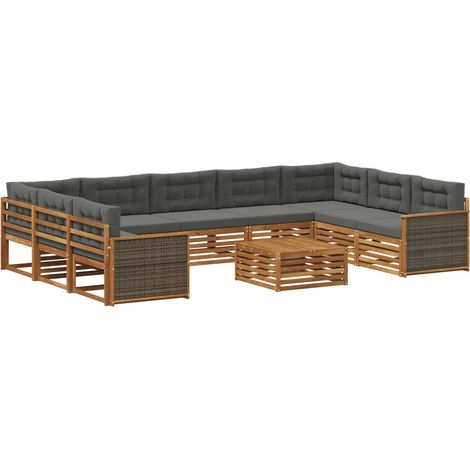 Set di divani da esterno 10 pz Naturale e Antracite vidaXL (1/5)