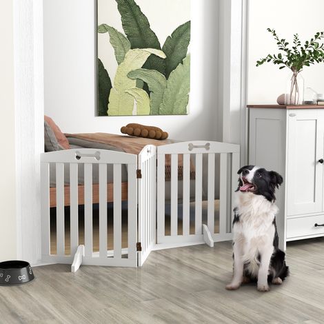 Cancelletto di sicurezza pieghevole per cani, 155 cm, a 3 pannelli, per cani di taglia media, con piedini rimovibili, colore bianco.