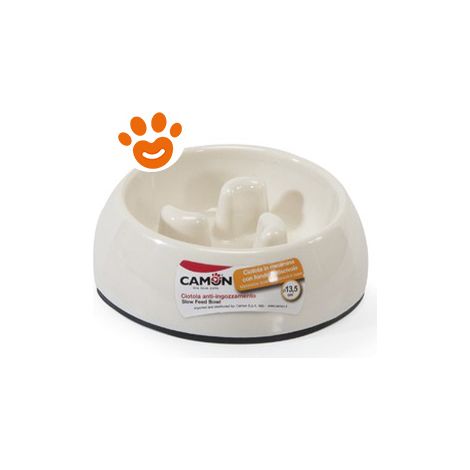 Camon Dog & Cat Ciotola Anti-Ingozzamento Melamina (17cm) - Confezione 1 Pezzo (Colori Assortiti) - Accessori