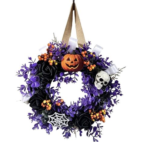Halloween Kranz, Horror Schädel Kürbis Girlande für Haustür und Wand – perfekt zum Aufhängen und Stellen (1/5)