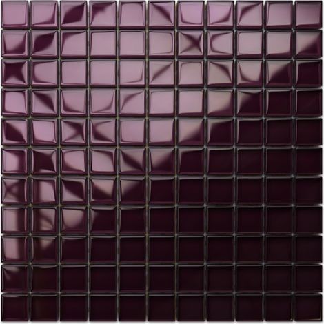 Mosaico in vetro su rete per bagno e cucina 30cm x 30cm - Purple eggplant (1/3)