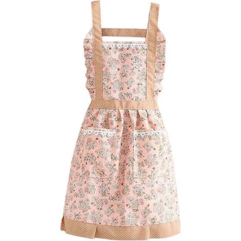Tablier de cuisine pour femme, style café, avec deux poches, léger et pratique, idéal pour le service, le jardinage et les activités de plein air. Convient également aux jeunes filles.-Pink (1/4)