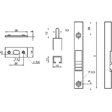 Itar – Verrou tube à entailler 250 mm – Acier zingué – Gâche plate pour sécurité accrue – Installation verticale facile