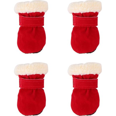 Chaussures Pour Chien En Peluche Antidérapantes Avec Fermeture Velcro Pour Hiver Taille XL (1/5)