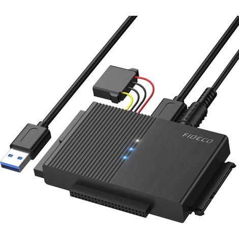 Adaptateur Disque Dur SATA et IDE, USB 3.0 pour 2.5"/ 3.5" HDD/SSD Convertisseur SATA et IDE, 5Gbps, Adaptateur Secteur 12V, jusqu'à 24To, Plug and Play (1/5)