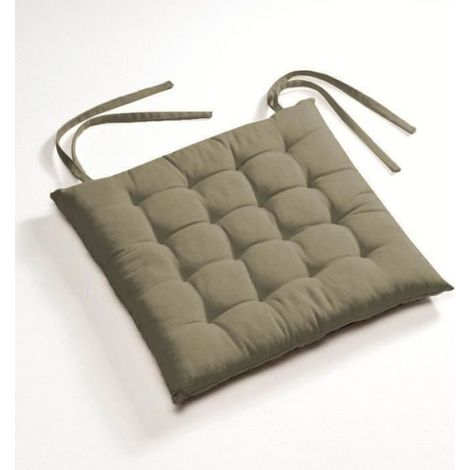 Galettes de chaises - TAUPE Foncé - Lot de 4 - 40 x 40 cm - 100% Coton - Intérieur COUSSIN DE CHAISE
