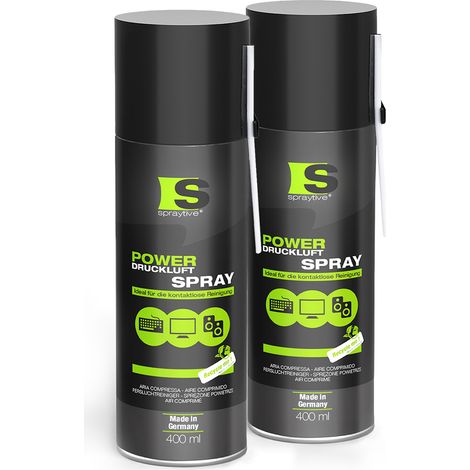 Spraytive 2x 400ml Power Druckluftspray - Air Duster, Druckluftreiniger, Luftdruckspray, Reinigungsspray (1/5)