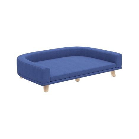 Panier pour chien, canapé pour animal de compagnie, bois d'eucalyptus, 98 x 67 x 25 cm, bleu