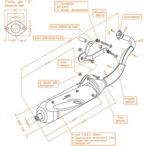 Marmitta Sito ricambio originale Aprilia Scarabeo 50 2T dal 2006, sostituzione perfetta per prestazioni e durata garantite (1/3)