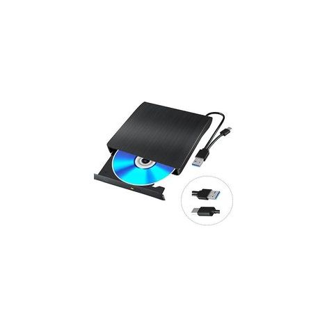 Unidad de DVD externa – Unidad portátil de DVD/CD con USB 3.0/Tipo-C – Unidad óptica externa ultradelgada – Dispositivo portátil de lectura y escritura para portátiles Windows y Mac - Crezuo