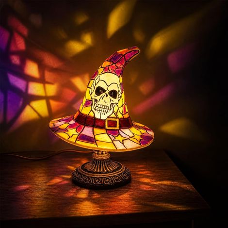 Halloween-Tischlampe in Kürbisform aus Buntglas, Kürbis-Nachtlicht im Vintage-Stil, USB-betrieben, Schreibtischdekoration (1/5)