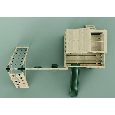 PolarPlay Spielturm Finn aus Holz in GrünBabyschaukel (1/5)