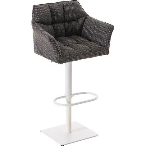 Sgabello da bar Damaso con rivestimento in tessuto Grigio titanio bianco (1/5)