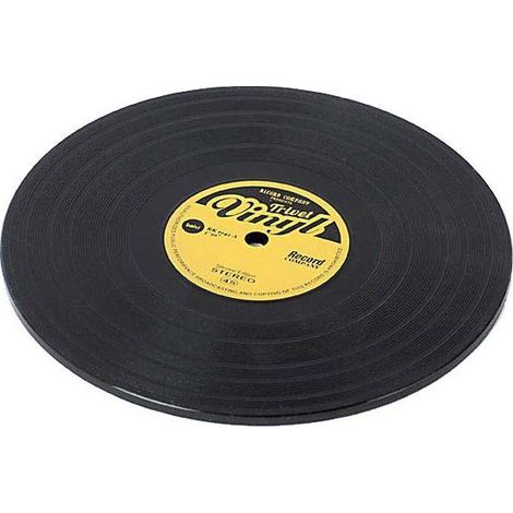 Bandeja de mesa disco de vinilo Posavasos - Negro - Diámetro 15 cm