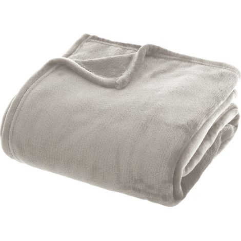 Couverture flanelle 180 x 230 cm Atmosphera - Gris clair