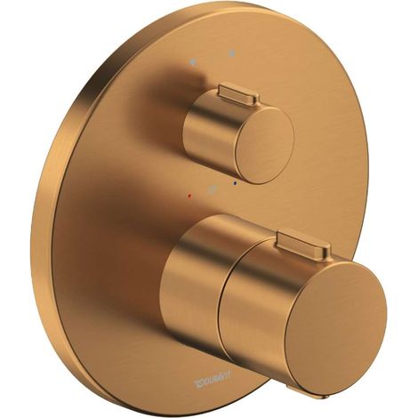 Duravit - Grifo termostático empotrado para 2 aparatos, bronce cepillado TH4200014004 (1/2)
