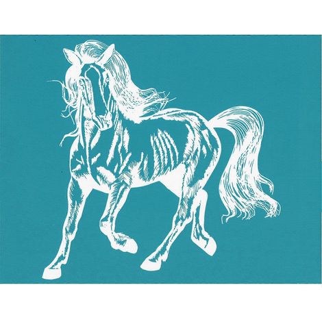 Pochoirs de transfert en maille auto-adhésifs pour sérigraphie, motif cheval, pour t-shirts, coussins et sacs en tissu. (1/5)