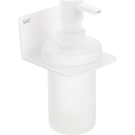 Mood distributeur de savon en acier inoxydable et verre mat, blanc mat (SATDMOOD99B) (1/5)