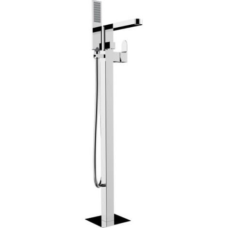 Mélangeur bain/douche avec colonnette d'alimentation par le sol et douchette flat one chromé GILLO - BOSSINI Z00761030