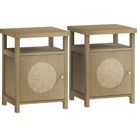 Lot de 2 chevets cannage SIMMO marron (1/5)