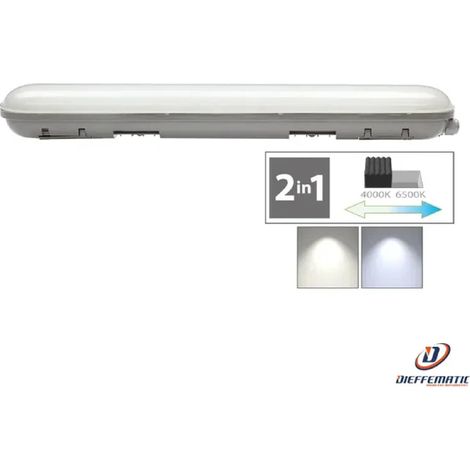 Plafoniera NEOS doppio tubo led cambia tono in plastica bianca -2 x 24W - 4000/6500K mm.600 x 100 x 68 mm (1/3)