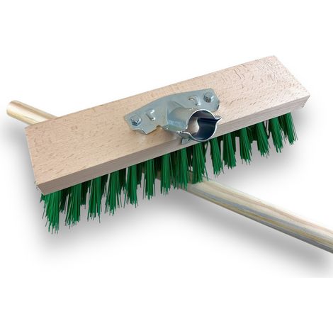 Balai de Jardinage cantonnier 32 cm avec Manche Bois 1,40 m Fibre PVC Verte résistante Sortie 90 mm Idéal pour sols Rugueux Nettoyage Efficace Longue durée Kibros VC839M (1/5)