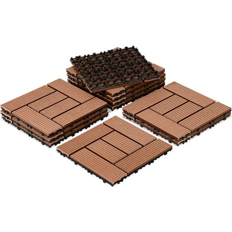 Jiubiaz 77 piezas de baldosas para terraza de 7 m², baldosas con clip de 30 x 30 cm, suelo exterior para terraza y jardín, color marrón