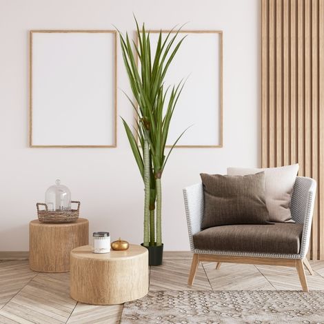 Pianta artificiale yucca 190 cm in vaso, 39 foglie realistiche, verde OKMYHOME (1/5)