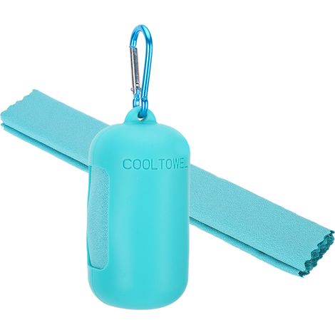Serviette en silicone à séchage rapide pour la course à pied, serviette de sport rafraîchissante, housse de serviette rafraîchissante portable, grande taille, bleu clair. (1/5)